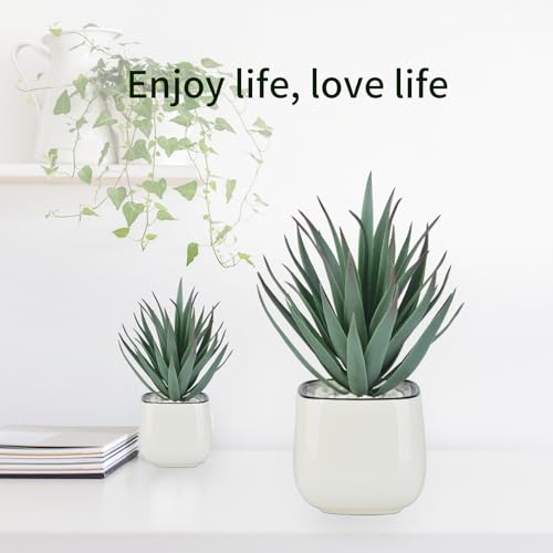 Artificial Succulents in Pots - Small Fake Plants Mini Succulent Agave Faux Plants Indoor for Boho Bathroom Decor, Bedroom, and Coffee Table Office Farmhouse Decoration