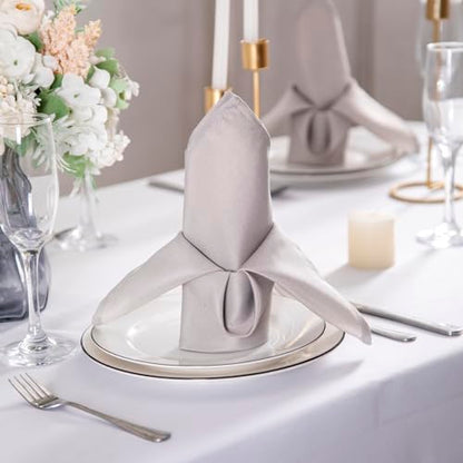 Bailarina Cloth Napkins Set of 80,17x17 inches Dinner Napkins Cloth Washable,Polyester Square Table Cloth Napkin Bulk with Hemmed Edges Ideal for Banquets, Parties and Weddings-Silver - color: Silver
