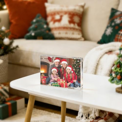 Acrylic Frame, 6x8 Picture Frame 5 Pack, 20MM Thicker Block, Double Sided Magnetic Clear Freestanding Photo Frame for Desk or Tabletop Display - size: 6x8" 5pack