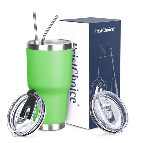 30 oz Tumbler with Lids and Straws Double Wall Vacuum Insulated Tumbler Cup,Stainless Steel Leak-proof Thermal Tumbler Travel Coffee Mug for Cold and Hot Drinks,Avocado Green - color: Avocado Green, size: 30 Ounces