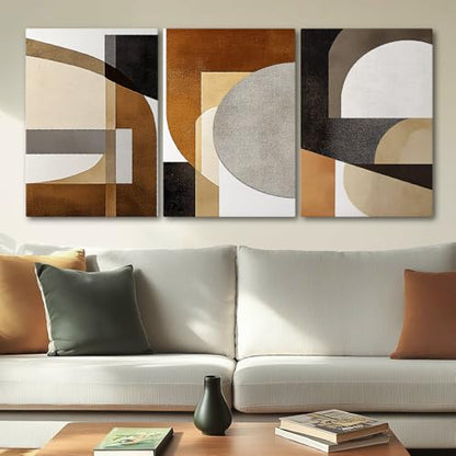 Wivsev Neutral Abstract Wall Art,Black and Beige Canvas Wall Art,Modern Brown Wall Decor,Minimalist Abstract Painting for Bedroom,Living Room,Office (24" x 36" x 3 pcs) - size: 24" x 36" x 3 pcs