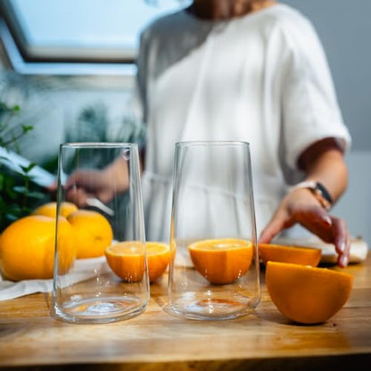 Krosno Water Glasses Set of 4, 20.3 oz, Infinity Collection | Highball Drinking Glasses, Lead-Free Crystal Glassware, Tapered Juice Glasses, Water Coctails Glass Set, Dishwasher Safe - size: Water 20 fl-oz (Set of 4)