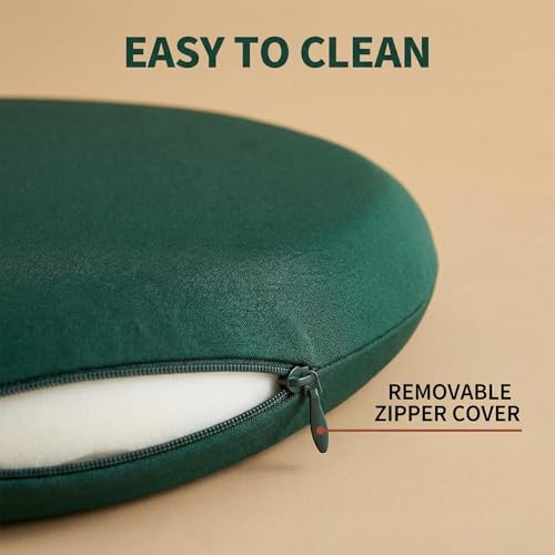 Round Chair Cushion, Memory Foam Filling, Knitted Cotton Cover, Removable Zipper Design, Light Gray, Pink, Coffee, Green (Green, 16 Inch) - color: Green, size: 16 Inch