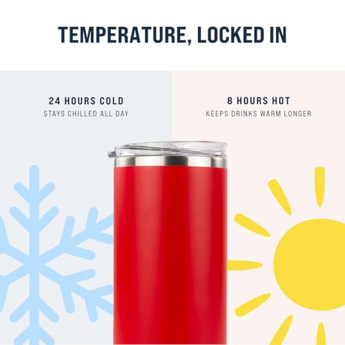 Hogg 20 oz Skinny - Red, Powder Coated Tumblers for Laser Engraving, Engravable Tumblers Bulk, Stainless Steel Cups Bulk, Insulated Cups with Lids - color: Red