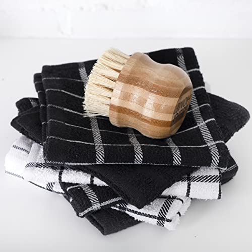 Ritz Premium 100% Cotton Terry Check Kitchen Dish Cloths - Highly Absorbent, Super Soft, Long-Lasting, 12"x12", 6-Pack, Black - color: Black, size: 6-Pack - Dish Cloths