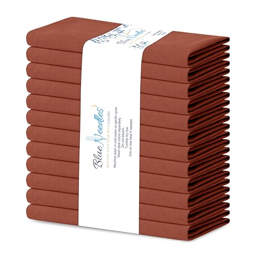 Blue Needles Solid Cloth Napkins Set of 12 Rust 100% Cotton Dinner Napkins 18x18 inches - Soft, Reusable, Absorbent & Washable Linen, Ideal for Wedding Events Farmhouse Parties Hotel & Everyday Use - color: Rust, size: 18" x 18" (Set of 12)