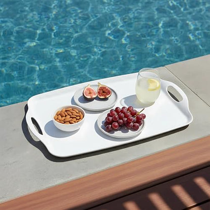 TP Melamine Serving Trays with Handles, 17” x 12”, Set of 2, Pure White | Rectangular Trays, Serving Platters for Food and Meat, Dishwasher Safe, Lightweight, Break-resistant - color: Pure White, size: 17" x 12"