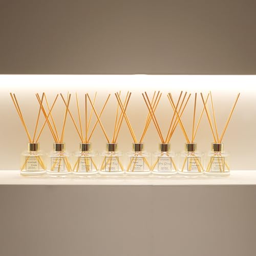 100ml Scent Diffuser with 6 Fiber Sticks, 3.5 oz Reed Diffuser Set | Aromatherapy Fragrance Diffusers Air Fresheners for Home Bedroom Bathroom (Orange)