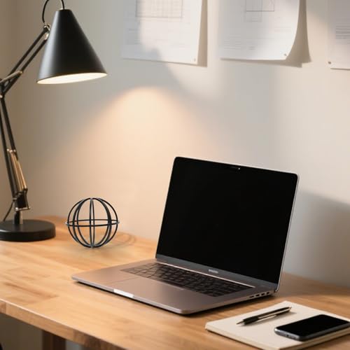 DreamsEden Metal Geometric Sphere Sculpture - 6.3" Modern Black Table Decor for Living Room, Shelf, Desk