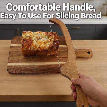 Premium Bread Knife & Cutting Board Set for Sourdough – Includes Sharp Sourdough Knife, Wooden Bread Board & Reusable Bread Bag – Easy Adjustable Thickness Bread Slicer for Homemade Artisan Loaves