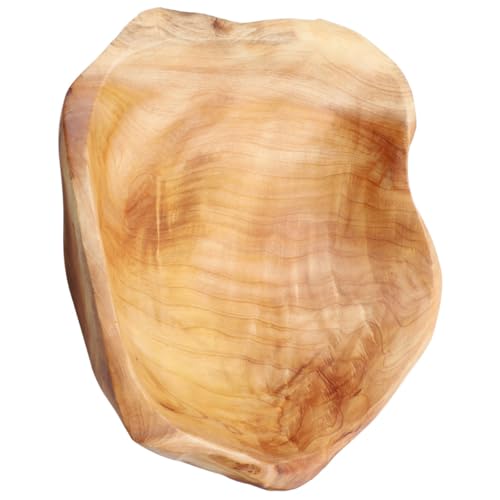 Luxshiny Wood Fruit Bowl Rustic Carved Serving Bowl for Salad Snacks and Fruit 7.95 X 7.08 X 2.36 in Decorative Tray for Dining Room Living Room Kitchen Garden Housewarming Gift