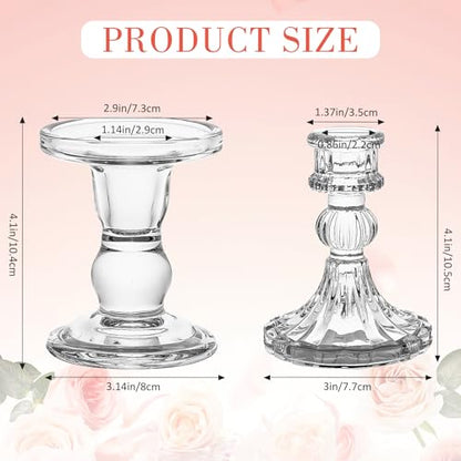 Unity Candle Holder - Glass Candle Holders for Pillar Candles Taper Candles, Glass Candlestick Holders Set of 3, Decorative Clear Glass Candlestick Holder for Wedding Table Dinning Church Centerpiece