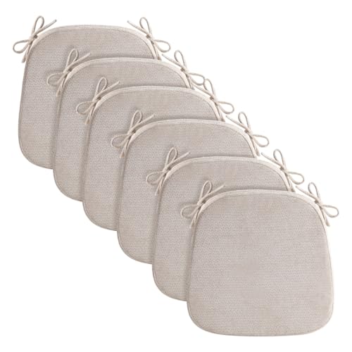 D-Shaped Chair Cushions for Dining Chairs, 2.5” Thick Chair Pads with Washable Comfortable Textured Cover, Non Slip Kitchen Chair Cushions with Ties, 16.5" x 16.5", 6 Pack, Beige - color: Beige, size: 6 Pack
