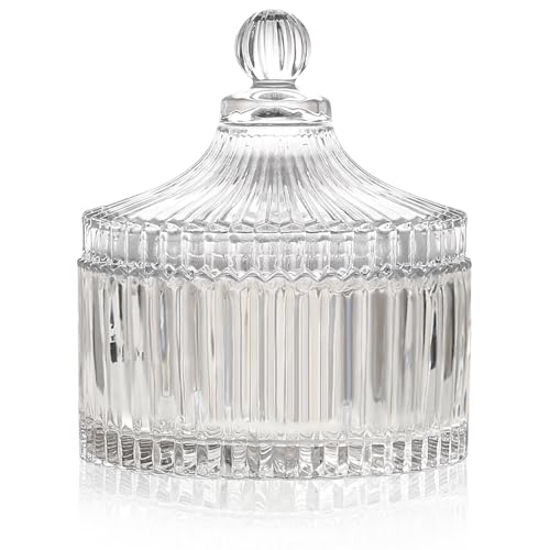 Gifts For Women Glass Jars With Lids Candy Dish Aesthetic Room Home Decor Trinket Dish Decorative Jewelry Jar Wedding Party Decorations Trinket Box Storage Container Vanity Bathroom Organizer - color: Clear Medium Yurt-1pcs