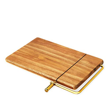 Twine Acacia Cheese Board with Slicer, Cutting cheese Board with Wire Slicer, Wood Cheese Cutting Board, Measures 10" x 7.5" - style: Cheese Board With Slicer