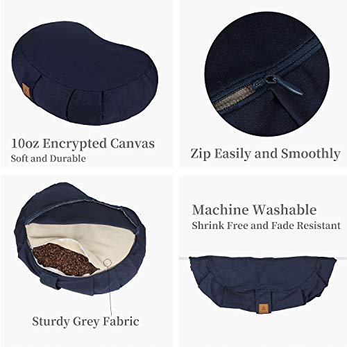 Round Zafu Meditation Cushion D=16" H=5.5" Zabuton Meditation Pillow Yoga Bolster Yoga Pillow Floor seat Zippered Organic Cotton Cover Natural Buckwheat kneeling pillow-Large - color: Purple