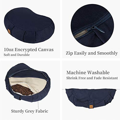 Round Zafu Meditation Cushion D=16" H=5.5" Zabuton Meditation Pillow Yoga Bolster Yoga Pillow Floor seat Zippered Organic Cotton Cover Natural Buckwheat kneeling pillow-Large - color: Purple