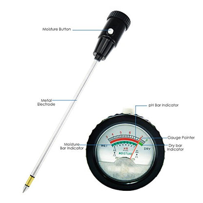 2-in-1 Soil PH Meter Digital Soil pH Moisture Sensor Meter | 295mm Long Electrode Ph Checker and Humidity Test Gardening Tool Kits for Plant, Indoor & Outdoor Plants, Garden, Lawn, Farm