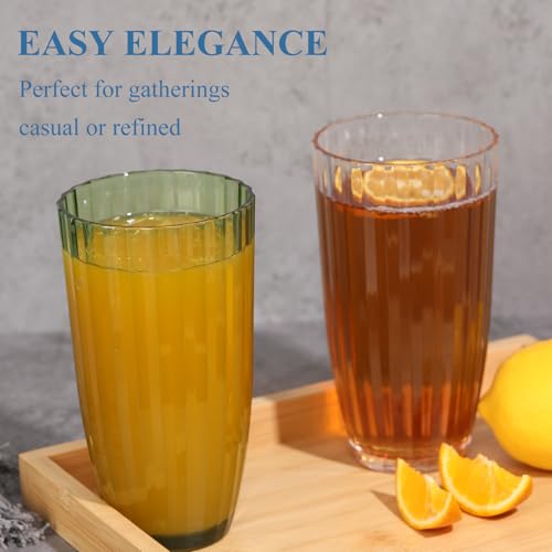 Acrylic Clear Highball Plastic Cups | Plastic Reusable Tumblers 20oz (Set of 8) | Stackable | BPA-free Tumblers | Shatterproof | Top-rack Dishwasher Safe - color: Multicolor, size: 20 Ounces