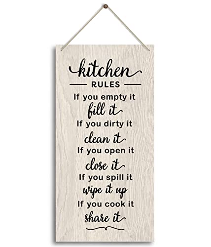HiLus Rustic Kitchen Sign, Funny Farmhouse Kitchen Decor, Wooden Wall Art Sign, 12" x 6" x0.12" inches - color: Home 26