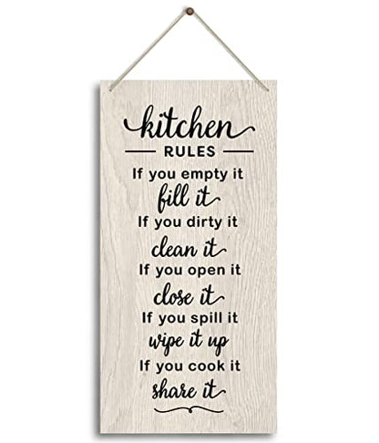 HiLus Rustic Kitchen Sign, Funny Farmhouse Kitchen Decor, Wooden Wall Art Sign, 12" x 6" x0.12" inches - color: Home 26
