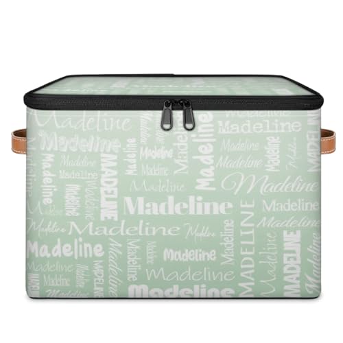 Custom Name Storage Basket, Personalized Keepsake Box, Light Green | Foldable Fabric Gradient Large Memory Bin with Handle Lid Lightweight Waterproof Dustproof, 14"L x 10.2"W x 10.4"H - color: Option 14