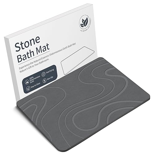 Veeloim Stone Bath Mat Diatomaceous Earth Shower Mat Non-Slip Super Absorbent Diatomite Stone Bath Mats for Bathroom Floor Quick Drying Natural Easy to Clean | Fast Drying, Super Absorbent, Non-Slip Design, Easy to Clean, Durable Diatomaceous Earth - colo