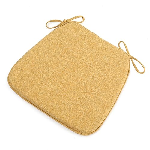 Chair Pads with Ties 18x17, Memory Foam Kitchen Chair Cushions with Ties 18 Inch, Non Slip Chair Pads for Dining Chairs Set of 2 4 6, Seat Cushions Covers Washable and Removable with Zipper - color: Yellow, size: 1pcs