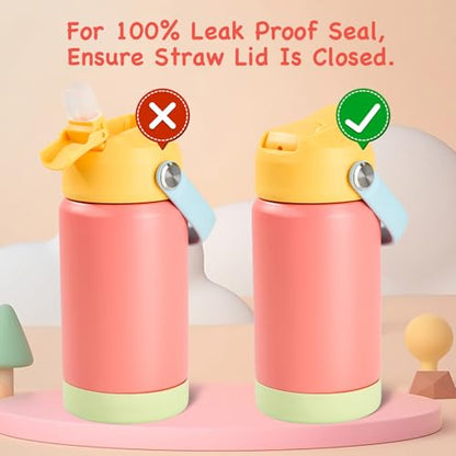 Kerilyn 12oz Kids Water Bottle 2 Pack, Stainless Steel Insulated Water Bottle Bulk, Toddler Cups with Straws Leak-Proof, Kids Water Bottles for School Boys Girls, BPA Free, 2 Piece Set Sweet Couple - color: A. Sweet Couple