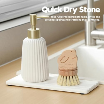 2PCS Diatomite Quick Stone Drying Tray Mat for Bathroom & Kitchen Counter, Instant Dry Water Absorbent Drink Bar Coaster,Vanity Sink Caddy Organizer,Dish Soap Sponge Holder, White,9"x3.5" - color: 2pack-9"x 3.5" - White