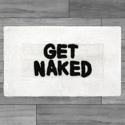 Cotton Bath Rug - Soft Cotton Bath Mat - Bathroom Decor - Water Absorbent and Machine Washable - Measures 21"x34"- Get Naked White - color: White, size: 1'9" x 2'10" (Rectangular), style: Get Naked