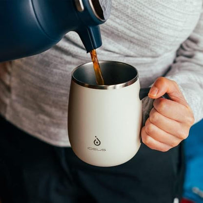 Ideus 16 oz Insulated Coffee Mug with Handle and Lid, Double Wall Stainless Steel Vacuum Thermal Coffee Mug, Travel Coffee Cup Thermal Cup for Home and Office (Celadon, FUJI DAWN) - color: Celadon