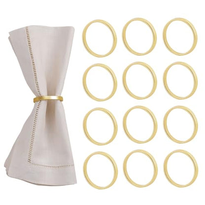 Cuff Brushed Gold Circle Napkin Rings Set of 12, Simple Modernist Napkin Ring Holders for Daily Use, Wedding, Tables, Metallic Serviette Buckles Decor - size: Set of 12