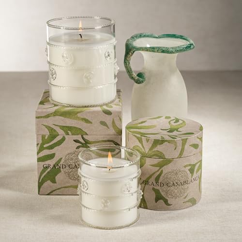 Zodax Grand Casablanca Scented Jar Candle, 6.5 oz - Water Lotus | Decorative glass jar candle, Clean aquatic floral and herbal scent, 40 hours burn time, Gift box included - size: 6.5 oz/ 1 pack