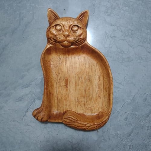 Cat Shaped Wood Serving Trays, 8.66 x 5.5 Inch Decorative Wooden Serving Platters for Food, Versatile Wooden Trays for Cheese, Appetizers, Fruit, Candle, Jewelry, Home Decor