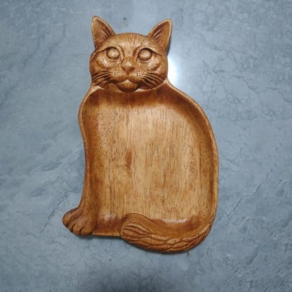 Cat Shaped Wood Serving Trays, 8.66 x 5.5 Inch Decorative Wooden Serving Platters for Food, Versatile Wooden Trays for Cheese, Appetizers, Fruit, Candle, Jewelry, Home Decor