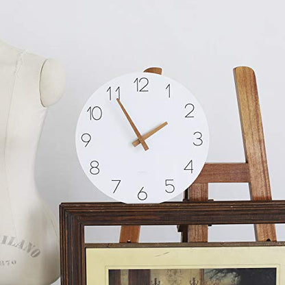 mooas Flatwood Wall Clock, 12" Analog Wall Clock, Silent Non-Ticking | Modern Wall Clocks Battery Operated for Office, Home, Bathroom, Kitchen, Bedroom, School, Living Room - color: Flatwood