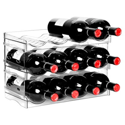 BoxedHome Plastic Water Bottle Organizer and Wine Rack Storage Holder for Inside Cabinet, Kitchen Countertop, Table Top, Pantry, Bars, Cabinets, Fridge - Clear (3 Tier 12 Containers) - size: 3Tier 12Bottles