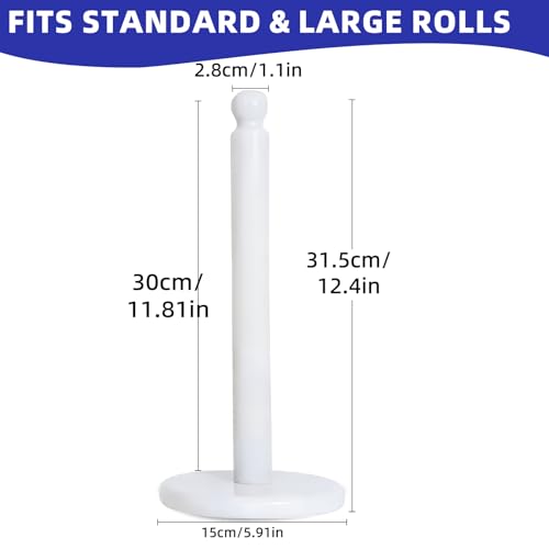 Premium White Marble Paper Towel Holder for Kitchen Countertop, Heavy Duty Freestanding Paper Towel Stand with 3 Lbs Weighted Base for One-Handed Tearing, Non-Slip, Fits Standard & Large Jumbo Rolls - color: Pure White