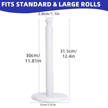 Premium White Marble Paper Towel Holder for Kitchen Countertop, Heavy Duty Freestanding Paper Towel Stand with 3 Lbs Weighted Base for One-Handed Tearing, Non-Slip, Fits Standard & Large Jumbo Rolls - color: Pure White
