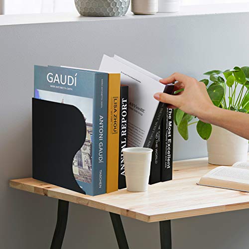 Hossejoy Adjustable Bookends, Heavy Duty Metal Book Ends, Expandable Bookcase Book Holder Stand Shelf Rack for Student Office Book File Organizer Storage, Extends up to 19 inches (Black)