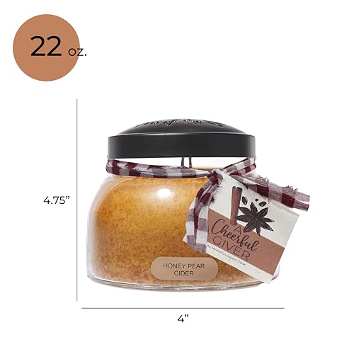A Cheerful Giver - Honey Pear Cider Mama Scented Glass Jar Candle (22oz) with Lid & True to Life Fragrance Made in USA - size: 22 oz