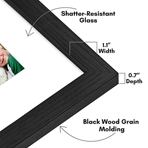 Americanflat 8x8 Picture Frame - Matted to 4x4 - Engineered Wood - Black | Shatter-resistant glass, wall or tabletop display with included easel, sawtooth hangers included, secure turn-tab backing - color: Black, size: 8x8 with 4x4 Mat