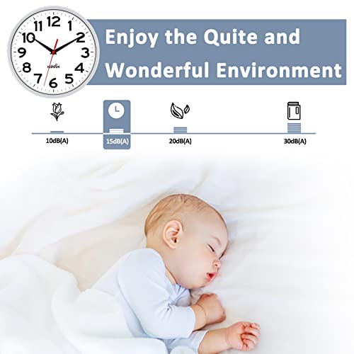 10 Inch Wall Clock, 2Pack Silent Non Ticking Battery Operated Clocks | Silver Analog Clock| Living Room, Office, Classroom, Bedroom, Kitchen, Bathroom| Modern Simple Style| Easy to Read | Accurate - color: Silver, size: 10 inches