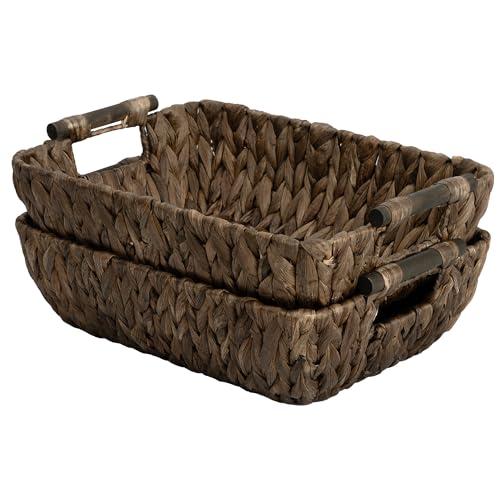 Storageworks Wicker Storage Basket, Organizing Baskets For Shelf, Brown - color: Dark Brown(Water Hyacinth), size: Medium