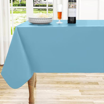 Rectangle Vinyl Waterproof Tablecloth with Flannel Backed | Spillproof Wipe Clean Table Cloth, Plastic Flannel Backing for Dining, Buffet Parties Picnic Camping, Aquamarine, 60" x 102" - color: Aquamarine, size: 102" x 60" (Rectangular)