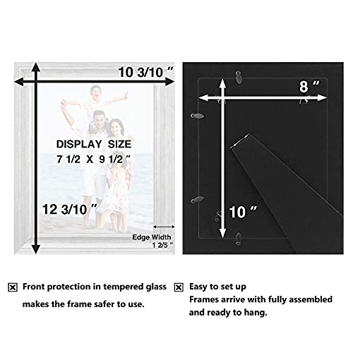 8x10 Picture Frames (3 Pack, Distressed White Wood Grain) Rustic Photo Frame Set with Tempered glass for Wall Mount & Table Top Display - color: Distressed White, size: 8x10