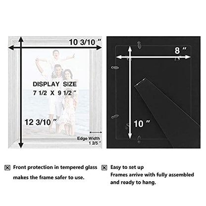 8x10 Picture Frames (3 Pack, Distressed White Wood Grain) Rustic Photo Frame Set with Tempered glass for Wall Mount & Table Top Display - color: Distressed White, size: 8x10