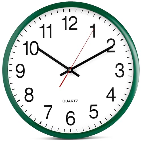Bernhard Products Hunter Green Wall Clock, Silent Non Ticking - 16 Inch Extra Large Quality Quartz Battery Operated Round Easy to Read Home/Office/Business/Kitchen/Classroom/School Clocks - color: Hunter Green, size: 16 Inch