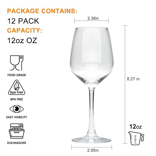 Wine Glasses Set of 12,12oz Red Wine Glasses,for Red or White Wine, High-end Banquet, Party, Bar, Wedding, Gift (12 pcs) | Long Stem Wine Glasses for Party,High-end Banquet,Bar,Wedding,Gift - size: 12oz-12pcs